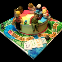 Game Of Life This cake was created for a family that was celebrating many birthdays at one party. All the figures are made of gum paste and sculpted to...