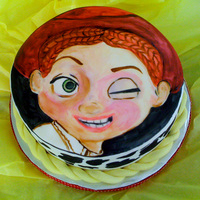 Jesse From Toy Story Hand-painted on fondant. Vanilla cake, swiss meringue buttercream and fresh strawberries. The kids loved it. Every piece was eaten!!!