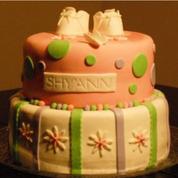 Baby Shower Cake All MMF, 10 in. and 8 1/4 in. pans.