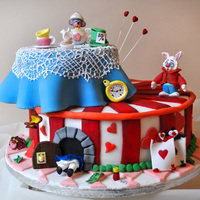 Alice In Wonderland - Cartoon Version Cake is a vanilla sponge cake, covered with fondant. Models are made with Gum paste