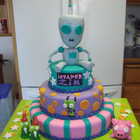 Invader Zim Cake MMF All edible with Ricke Krispie treats shaped Robot Gir.