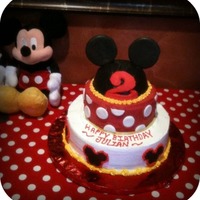 Mickey Theme Cake mickey cake.. ears are made out of chocolate.