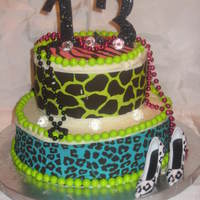 Sweet 13! animal print cake in neon colors, kit is sold at michaels its made by duff..