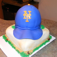 Ny Mets On Base All Fondant...used wilton ball pan...needed to wait longer for brim to dry..it started to droop. My friend was still happy with it! I hope...