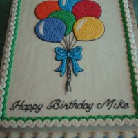 Birthday Balloons Cake frosted and decorated in buttercream.