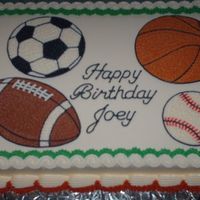 Sports Cake Cake frosted and decorated in buttercream.