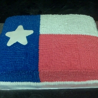 Texas Flag French vanilla cake with buttercream frosting.