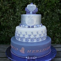 Purple, White And Silver Music my first weddingcake
