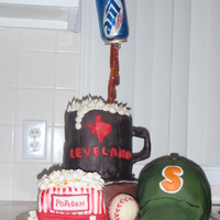 Groom's Cake - Baseball, Beer, & Popcorn Groom's cake for a friend. He coaches a local boy's baseball team, likes Miller Lite and popcorn.