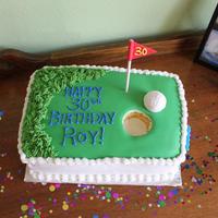Golf Themed 30Th Birthday Cake Butter cake with Pistachio cream, butter cream icing with fondant top.