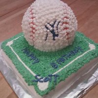 Yankees Birthday Cake Made this for my brother-in-law...just a square cake and the 3D ball pan