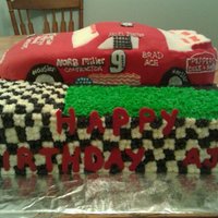 Race Car Cake Made this for a friends husband, the car is decorated to look like his race car. The race car is rice crispie treats frosted with...