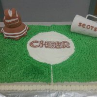 Cheerleading Cake Cake for a little league football and cheerleading banquet...covered in buttercream uniform and megaphone are rice krispies covered in...