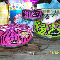 Animal Prints "girly" Birthday Cakes Made these for my daughters 10th birthday...buttercream frosting with fondant prints
