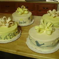 Yellow And Grey Baby Shower Cakes a friend asked for yellow and grey cakes, which did not sound like a good color combo to me, but i now i think it's just beautiful!...