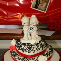 25Th Anniversary Cake I made this cake for my parent's 25th Anniversary. My mom wanted something to put her topper on. This is only the 2nd cake I've...