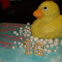 Ducky Cake Ducky cake for my daughter's Sweet Sixteen. Not thrilled how it turned out but it was my first one and she LOVED it so that's all...