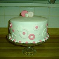 Circle Cake light pink fondant covered cake with circle design