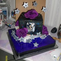 Gradustion Cake For A Graphic Arts Student i did this cake for my cousin she is going to study graphic arts i used to edible images of her artwork and a senior pic that her boyfriend...