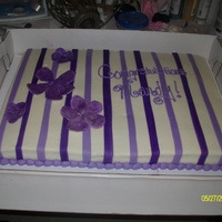 Purple Striped Bridal Shower Cake fondant stripes and modeling choco flowers
