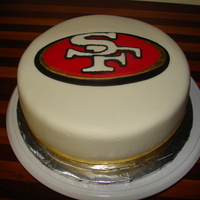 49Ers Cake Birthday cake it is yellow cake with chocolate buttercream.