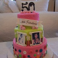 50 And Fabulous cake with birthday girls "then" and "now" pictures printed on edible rice paper. Was for a surpirse party! Birthday...