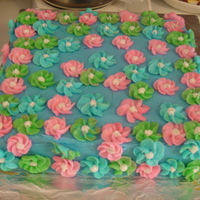 Flower Cake blue Buttercream with blue green and pink flowers