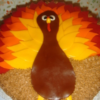 Turkey pumpkin cake with pumpkin pie spice buttercream fondant turkey