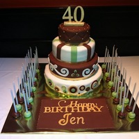 Jen's 40Th Birthday Cake I made this for my friend's 40th birthday - it is only my 4th cake. The decorations on the cake are all fondant and the lettering is...