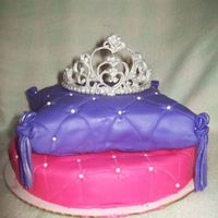 Pillow Princess Here is my first attempt at the pillow cake with Royal Icing Tiara!