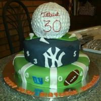 Birthay Cake For A Sports Enthusiast Bottom two layers are covered in fondant, the golf ball is BC icing.