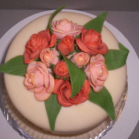 Victorian Cake yellow cake with pineappple filling covered in fondant with gumpaste roses