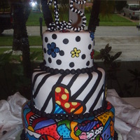 Britto Inspired, Quinceanera Cake This was all hand painted, decorations made from gumpaste and also hand painted. I think this has to be my favorite cake so far.
