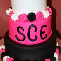 Rose Birthday Cake For my niece. Monogram sucks, I know. Fondant roses. Thanks for looking.