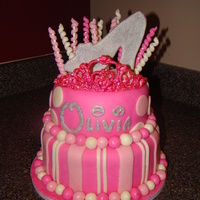 Olivia's 4Th Birthday This is my first two tiered cake and my first tiara. I have been looking forward to making this as this is for one of my favorite two...