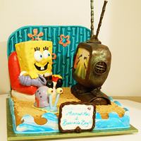 Spongebob Birthday Cake Made this cake for a clients 40th birthday party! Proves you're never too old to have a fun cake! Everything is edible. Tv is made of...