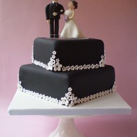 Black And White Blossom Wedding Cake 