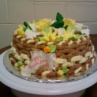 Pot Flower the flower are fondant and the cake is vainilla and sttrwberry filling with buttecream icing