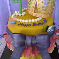 Fancy Nancy Cake Fancy Nancy birthday cake for a 4 year-old...Gumpaste frills, bow, and tiara...gelatin butterfly wings, and fondant "4" and pearl...