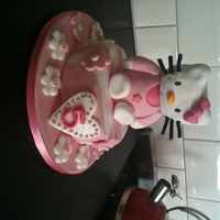 Hello Kitty 1st 3d out of rice crispies which I had to make.
