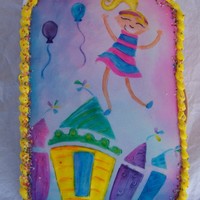 Little Girl's Birthday Cake This cake was painted to match the party invite. It was a chocolate cake with BC in the middle and on the outside. I rolled out a thin...