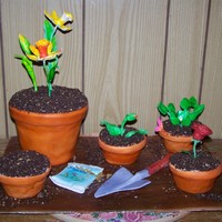 Flowers In Flower Pots This cake was a lot of fun and fairly easy too. It was a butter pecan cake with butter becan BC and vanilla MMF. The "dirt" was...