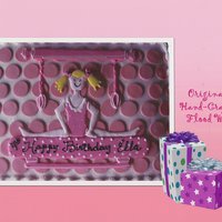 Birthday Cake Buttercream with fondant background, flood work pieces added as decoration