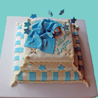 Welcome Layton! I did this cake for my daughter's baby shower. Buttercream with Fondant overlay