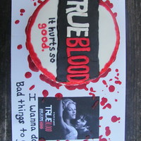 True Blood Theme Cake I made this cake for the finale of true blood season 3. I put it in the halloween catagory because of the blood. I used cherry pie filling...