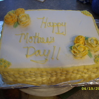 Mother's Day Cake This is my first time making this cake. It is a 2 layer vanilla cake with french vanilla filling.. very proud of it.