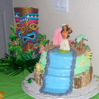 Luau B-Date Party! I made this cake for my 13 yr old niece. marble cake. Very good. I am very proud of this cake.