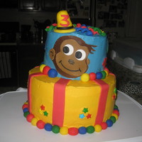 Curious George Birthday Cake Curious George birthday cake. fondant decorations.