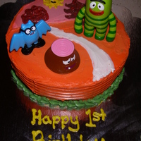 Yo Gabba Gabba Brobee Land Cake I made this little cake for my sons first birthday. It turned out pretty good but it would have been better if I did get really, terribly...