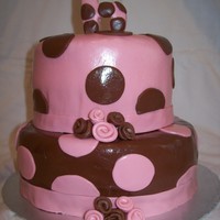 Baby Girl H Baby Shower cake for a little girl with the initlal H covered in fondant. Pink is MMF and Brown is Chocolate fondant.